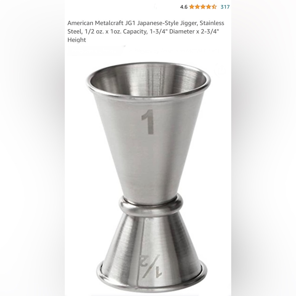 (10) American Metalcraft JG1 JapaneseStyle Jigger, Stainless Steel, 1/2 oz.x 1oz
